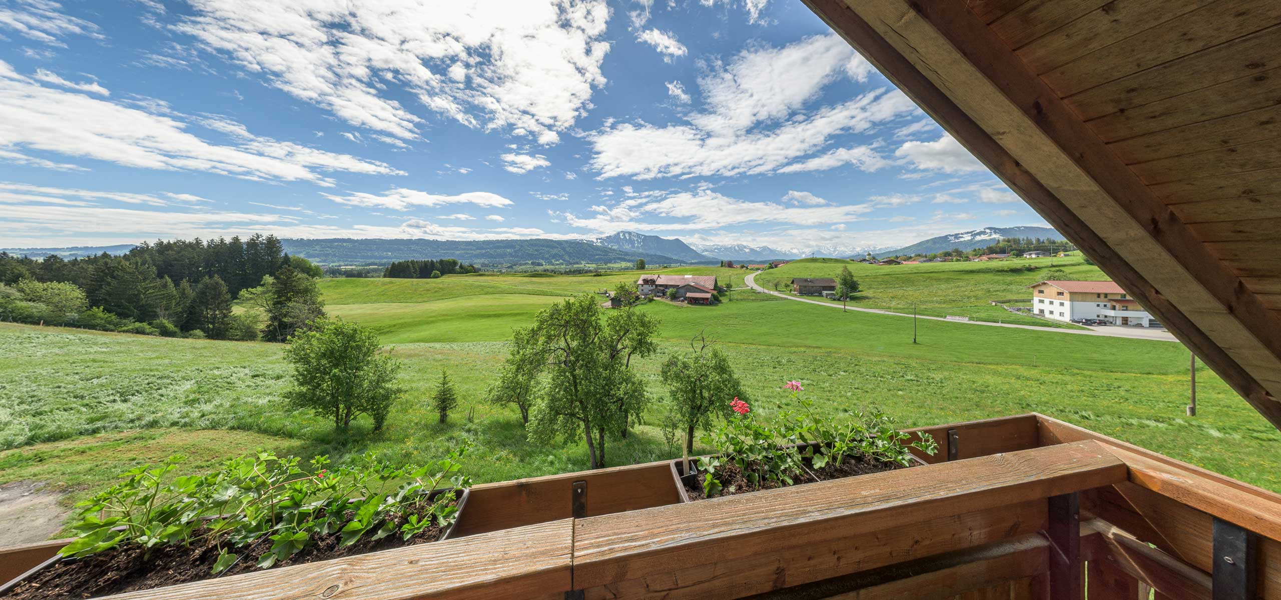 Bergpanorama vom Balkon auf dem Ferienhof Mair in Immenstadt
